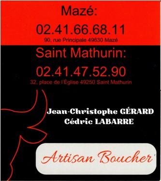 Carte visite boucherie maze